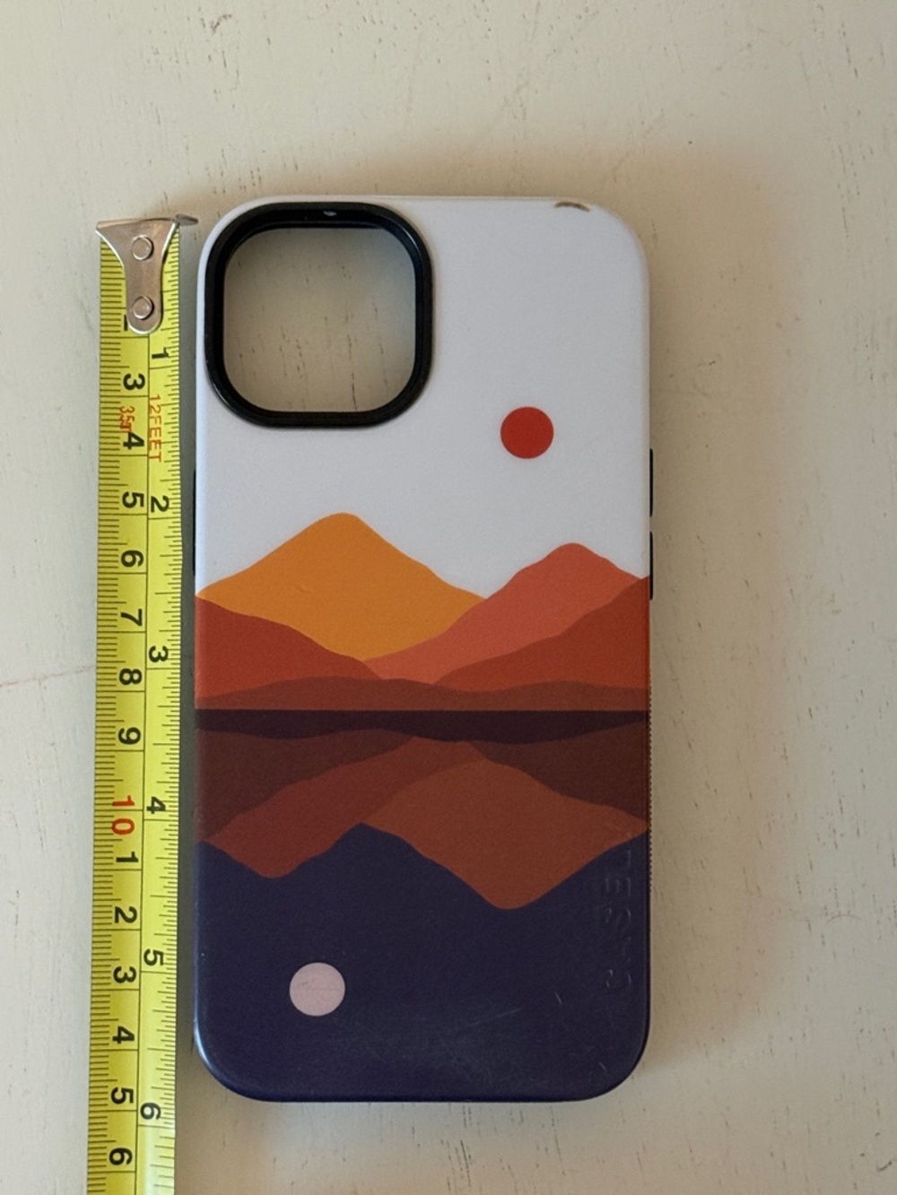 Scenic Mountain Reflection Protective Phone Case - White, Orange & Navy